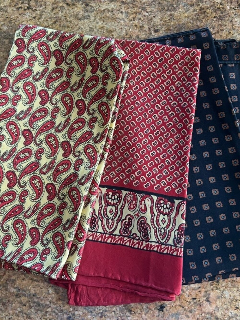 Three Vintage Pocket Squares